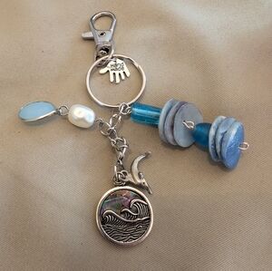 Upcycled Silver and Blue Keychain Bagclip
